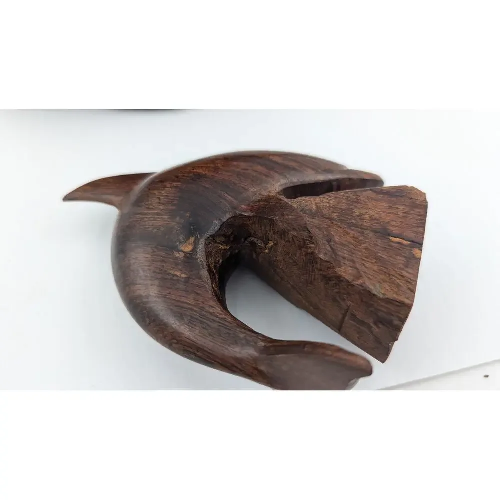 Set 2 Vintage Hand Carved Ironwood Dolphin Sculptures Figures Dolphins 9" and 5" - Picture 8 of 12